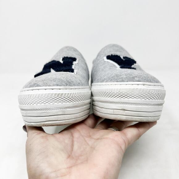 [Joshua Sanders] Gray Navy NY Felt Embroidered Slip On Platform Sneakers Size 10 - Picture 9 of 12
